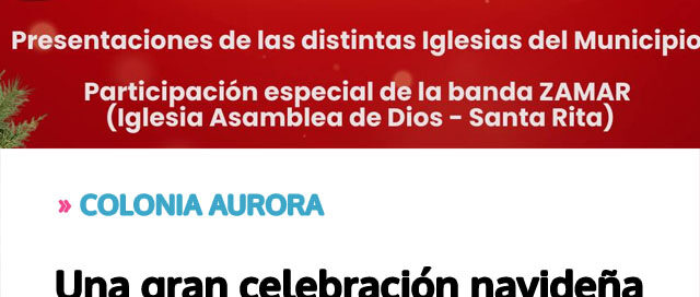 COLONIA AURORA: Una gran celebración navideña reunirá a las familias en el predio municipal