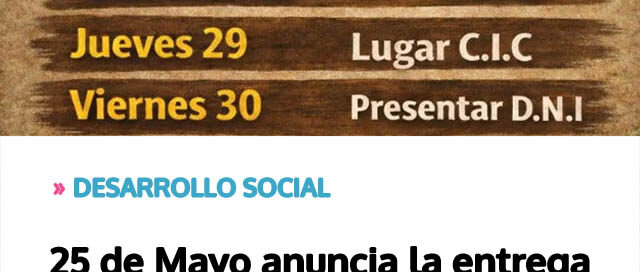 25 de Mayo anuncia la entrega de módulos alimentarios para tareferos